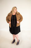 Black L/S Pleated Dress with Side Pockets