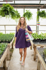Dk Purple Web Neckline w/ Pocket Tunic