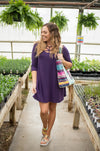 Dk Purple Web Neckline w/ Pocket Tunic