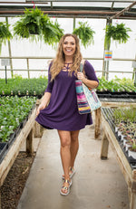 Dk Purple Web Neckline w/ Pocket Tunic