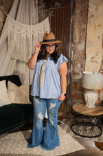 Mid Wash Distressed Flare