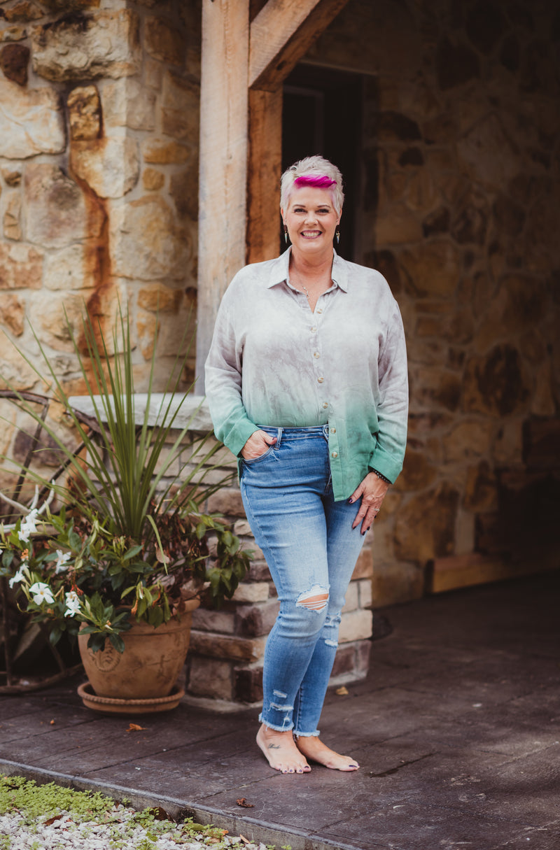 Front Button High Rise Cropped Skinny Jean