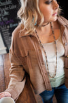 Brown Ribbed Washed Jacket
