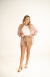 Mocha Shimmer Washed Satin Shorts