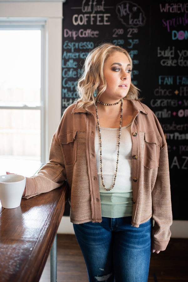 Brown Ribbed Washed Jacket