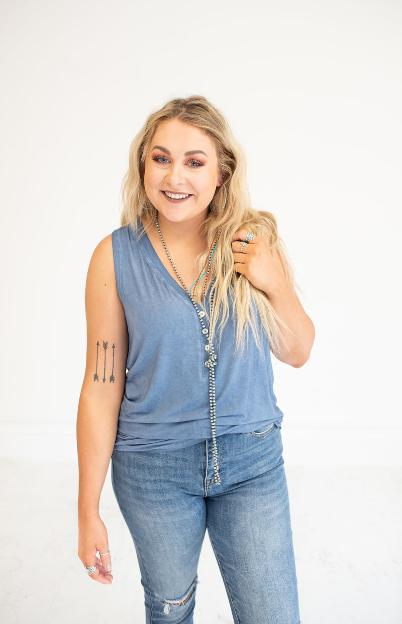 Frozen Blueberry Tank with Front Buttons