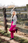 Magenta Velvet Wide Leg Pants