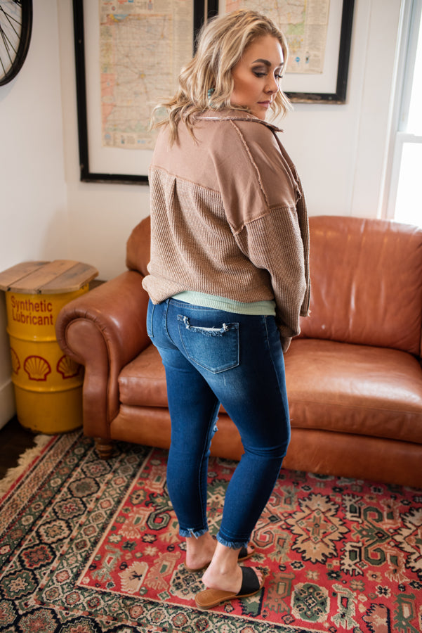 Brown Ribbed Washed Jacket