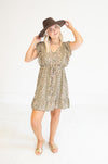 So Sweet Light Olive Floral Dress with Front Waist Tassel