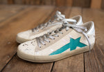 White Pony + Turq Leather Sneaker