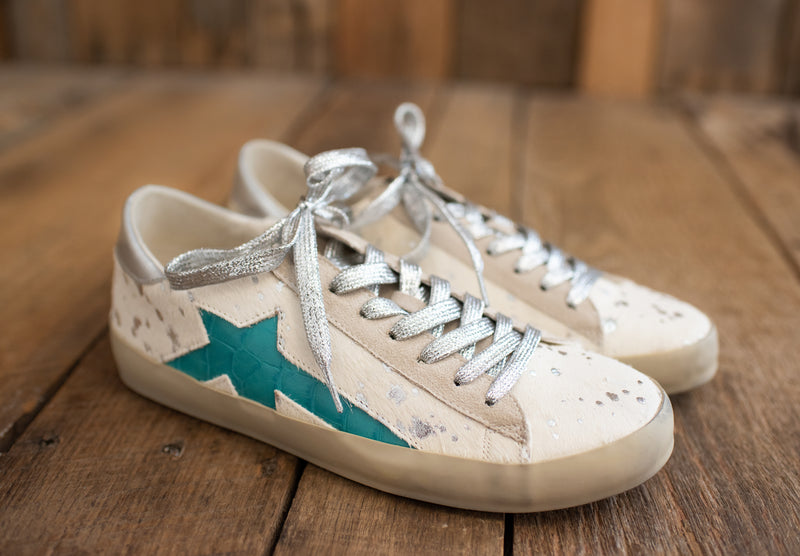 White Pony + Turq Leather Sneaker