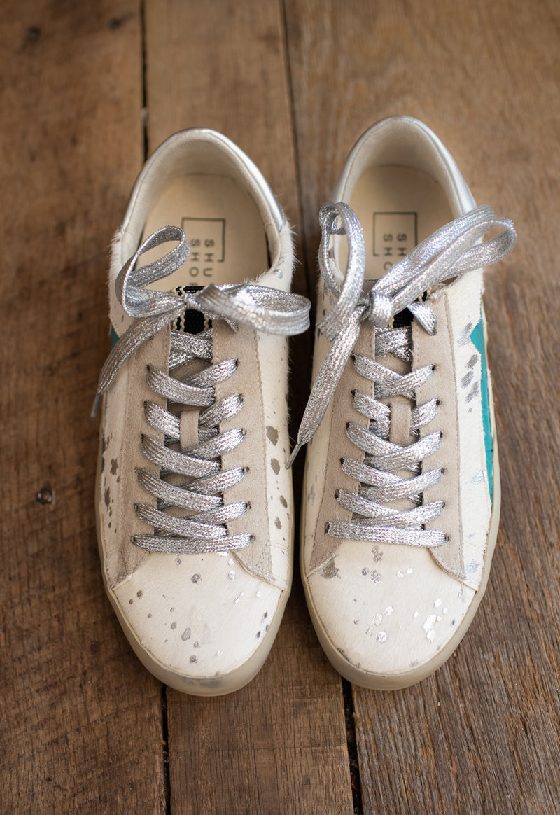 White Pony + Turq Leather Sneaker