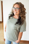 Distressed Front Pocket Tee
