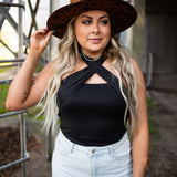 Black Cross Front Bodysuit