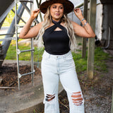 Black Cross Front Bodysuit