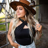 Black Cross Front Bodysuit