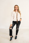 Distressed Black Stretch Mom Jean