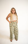 Leaf Print Palazzo Pants