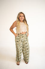 Leaf Print Palazzo Pants