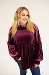 Plum Velvet Cowl Neck Long Sleeve