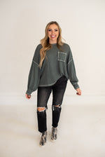 Distressed Black Stretch Mom Jean