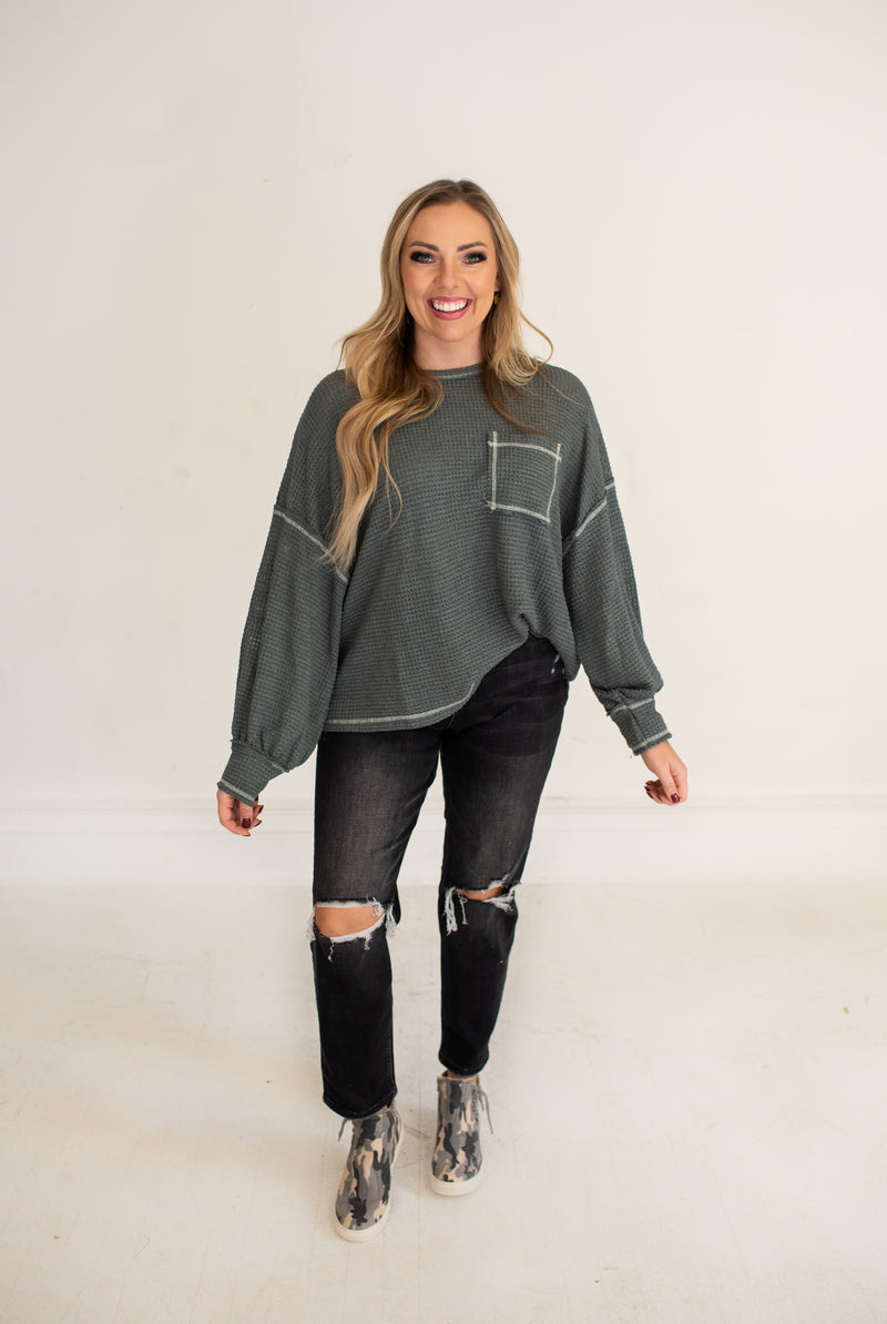 Distressed Black Stretch Mom Jean
