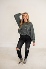 Distressed Black Stretch Mom Jean