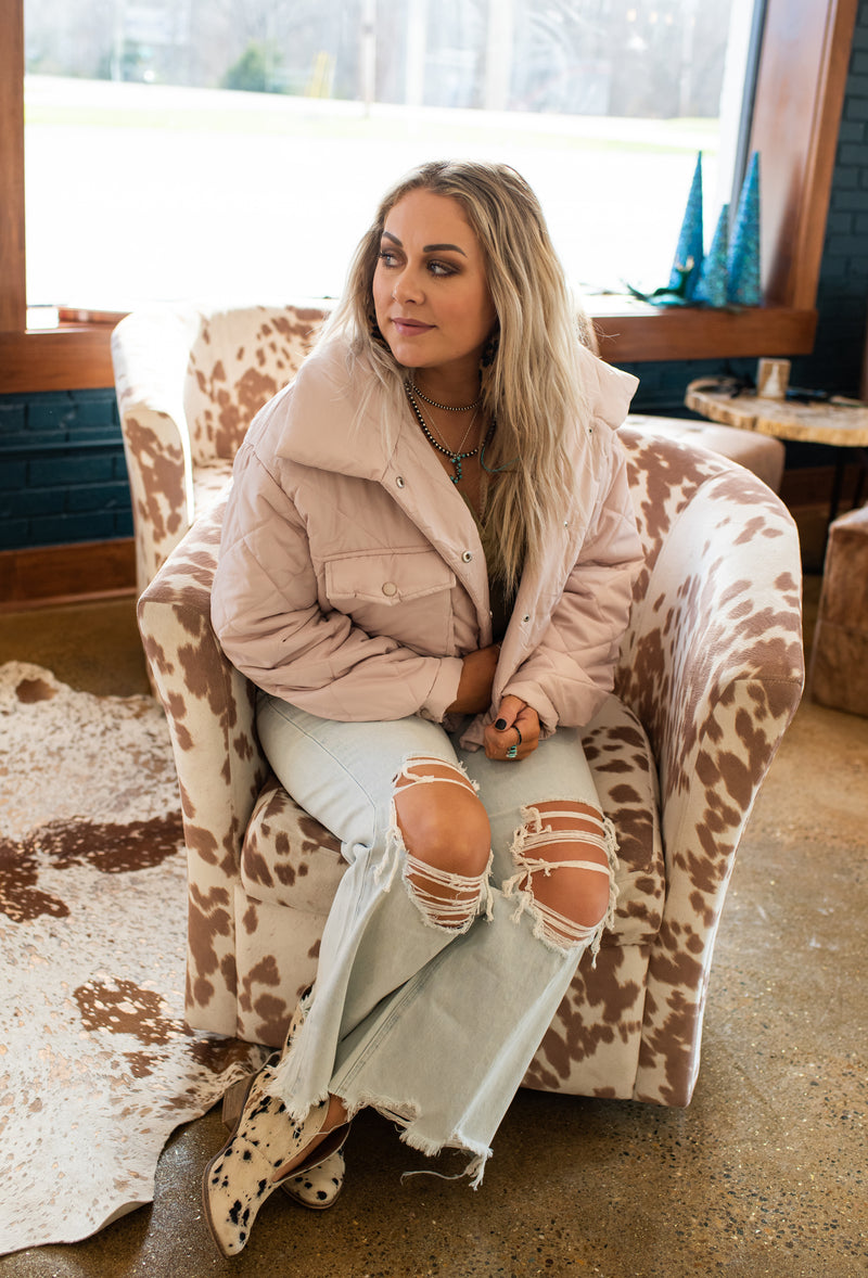 Misty Rose Quilted Padded Jacket