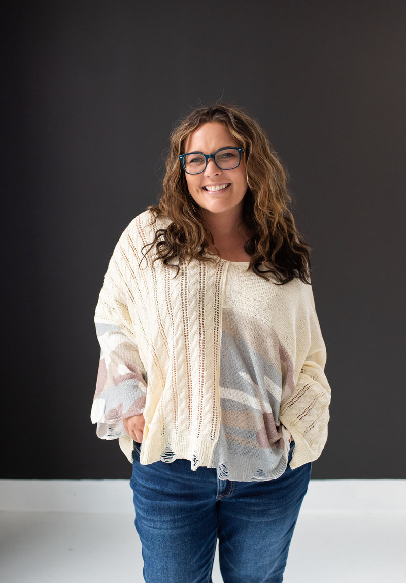 Camo Block Knit Sweater