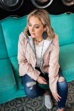 Double Zippered Faux Leather Blush Jacket