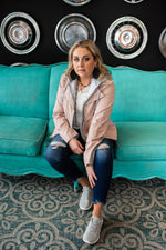 Double Zippered Faux Leather Blush Jacket