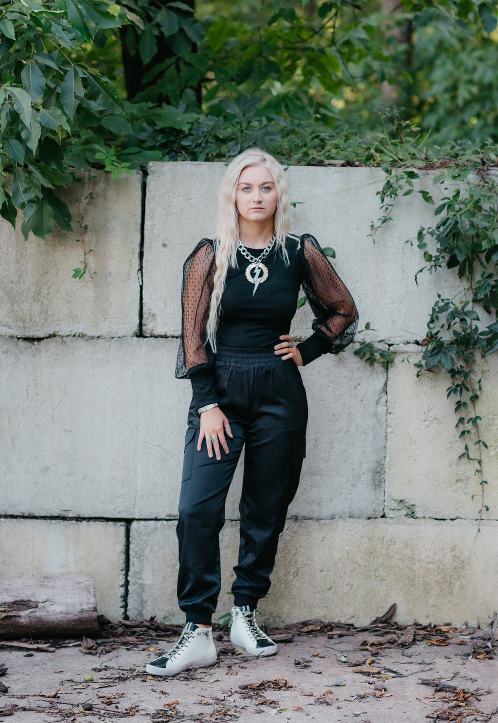 Black Cargo Jogger Pant with Elastic Waistband + Side Pockets