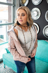 Double Zippered Faux Leather Blush Jacket
