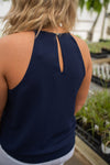 Navy Front Tie Tank