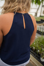 Navy Front Tie Tank