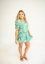 Mint Paisley Print Shorts