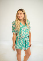 Mint Paisley Print Shorts
