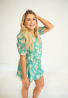 Mint Paisley Print Shorts