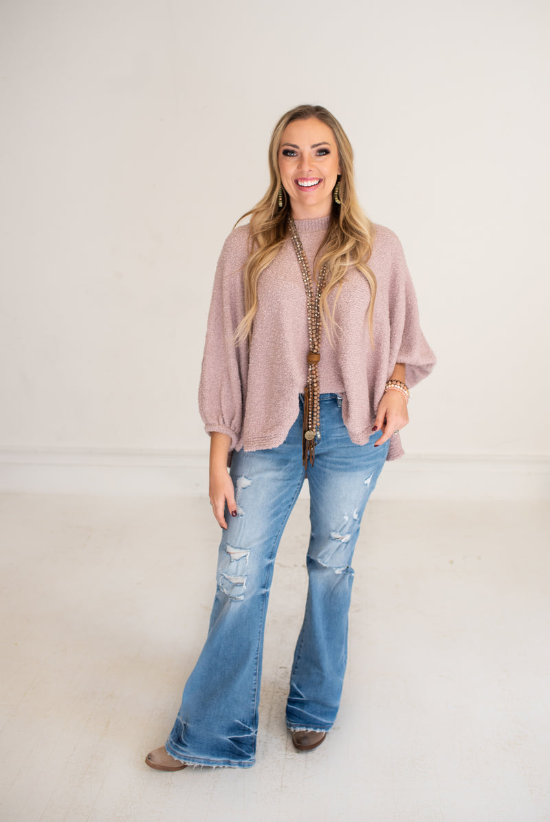 Ellers Distressed Mid Rise Flare