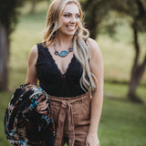 Camel Corduroy Shorts with Waist Tie