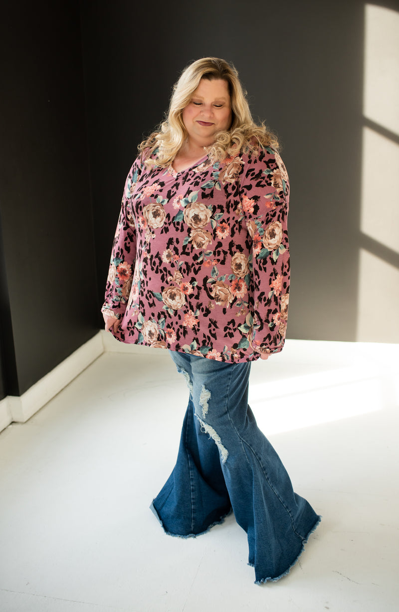 Denim Distressed Wide Flare