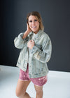 Washed Sequin Star Denim Jacket