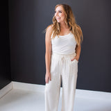 Oatmeal Wide Leg Linen Pants