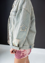 Washed Sequin Star Denim Jacket