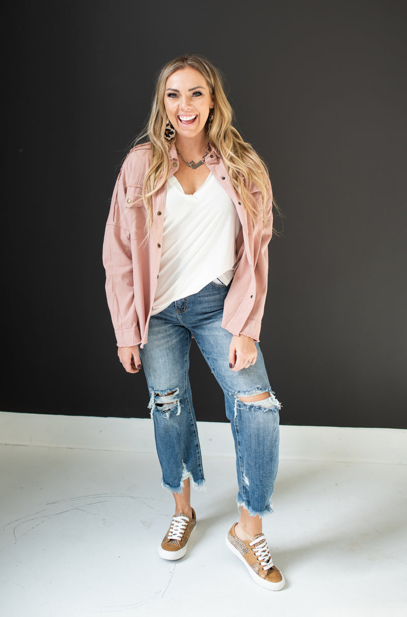 Dark High Rise Straight Denim