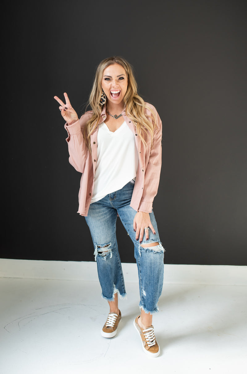 Dark High Rise Straight Denim