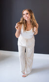 Oatmeal Wide Leg Linen Pants