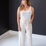 Oatmeal Wide Leg Linen Pants