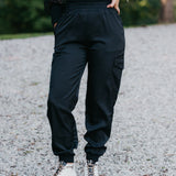 Black Cargo Jogger Pant with Elastic Waistband + Side Pockets