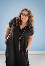 Black Cuffed Sleeve Maxi Dress